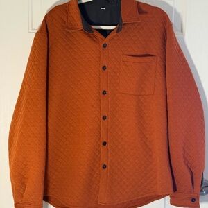 Quilted Orange Button-Up Shirt